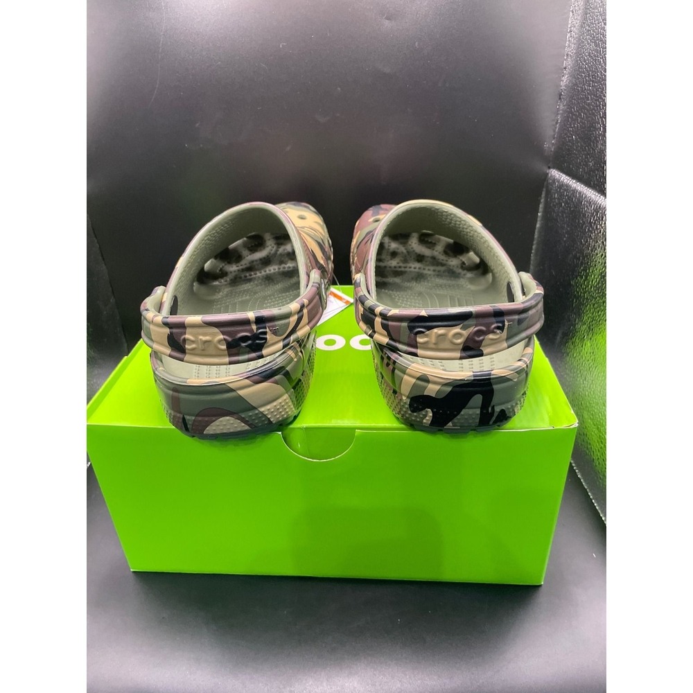 Crocs Classic Camouflage Clog K Kids J5 Forest Camo Slip On Shoes 211879-3TC - Picture 5 of 7